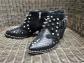 (K076 A31) ASH   Bottines western biker clout�es en cuir & daim noir   Taille 36