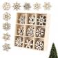 Lot de 72 d�corations de sapin de No�l en bois  Motif flocons de neige  D�cor...