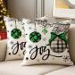 Housses de Coussin No�l Vert Bonbons 40x40 cm, Set de 2, en Lin, D�coration d...
