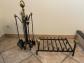 Serviteur de chemin�e 4 pi�ces avec boules en bronze   Porte b�ches