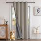 Rideau Thermique Porte d'Entr�e Effet Lin 132x210cm 1 Panneau avec Revetement...