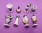 S�rie compl�te f�ves de verre et d'�tain vase choppe pichet 2005