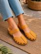 Sandales Loints of Holland jaune moutarde cuir taille 38 neuves confort fait main