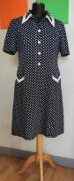 Robe bleu marine � pois   Ann�es 70 (42-44)