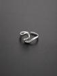 Bague Vague Minimaliste Argent�e   Acier Inoxydable   Ajustable   Style Boh�me