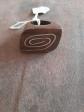 Bague Fantaisie style ethnique   Bague en Bois Vernis , Motif Argent�