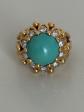 7602   Bague D�me Vintage Or Jaune Turquoise Diamants