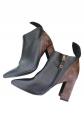 Bottines Louis Vuitton cuir noir talon monogram