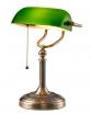 Lampe de bureau de banquier en verre vert avec interrupteur � cha�ne � tirer