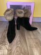 Joli bottines velours noir avec fourrure de lapin BINOME taille 37,5 en boite