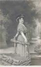 CPA PHOTOGRAPHIE 1908 PHOTO DE FEMME CHIC JOLIE ROBE A CARREAUX