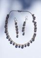 Parure Collier Boucles d'oreilles Argent 925 Massif Sph�res Cascade Vintage 40g
