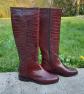 Croc Embossed Leather Riding Boots EU36 Brown Vintage Style Knee High Boots