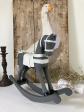 D�coration Chambre D'enfant Petit Cheval � Bascule Gris en Bois Hauteur 36 Cm