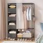 Armoire de Rangement 170x105x45cm en Noir Penderie Garde Robe Avec 4 Boites en T