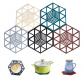 5 pi�ces de dessous de plat hexagonaux en silicone de diff�rentes couleurs gr...