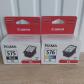 LOT DE 2 CARTOUCHES D'ENCRE CANON DE GRDE CAPACITE PG 575 XL  CL 576 XL