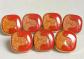 Lot de 7 boutons 17 x 17 mm   Plastique orange et dor� vintage ann�es 80