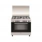 Cuisini�re Alpha 90 x 60 cm inox-manettes noires   Four gaz �mail lisse GLEM
