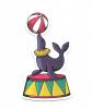 AUTOCOLLANT   OTARIE : JONGLE CIRQUE CIRCUS : HUMOUR ACROBATE PHOQUE - STICKERS