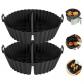 2 Pi�ces Plat Silicone Air Fryer R�utilisable Moule Air Fryer Noir Pliable Pa...