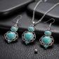 Ensemble de bijoux turquoise pour femme, collier et boucles d'oreilles vintage e