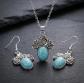 Ensemble de bijoux turquoise pour femme, collier et boucles d'oreilles style boh