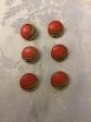 Lot de 6 boutons vintage   Plastique Orange et dor� 17mm