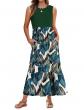 Robe Longue Femme Ete sans Manches Robe de Plage Legere Fluide Maxi avec Taille