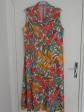 LONGUE BOUTONN�E Robe Femme Taille 46 XL Evas�e Motif floral Rouge Jaune