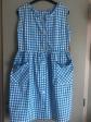 Vintage Robe Vichy Carreaux Bleu Ann�es 70