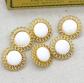 Magnifique lot de boutons Vintage Fleur dor�e et cabochon blanc 18MM