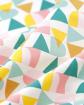 Tissu popeline de coton g�om�trique bleu rose jaune blanc   vendu au m�tre