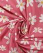 Tissu popeline de coton marguerite blanche et rose 1 m�tre