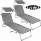 Lot 2 Chaises Longues Pliables Bain de Soleil Pare Soleil R�glable 110KG Jardin