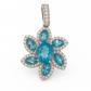Pendentif en argent sertie de topazes bleues de formes ovales et navettes