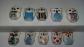 (13) S�rie compl�te de 10 f�ves chouettes d�co