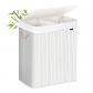 Panier � Linge 100 L, Corbeille Linge Sale 2 Compartiments de Tri, Couvercle