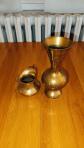 Lot 2 vases laiton dor� vintage orientaux grav�s d�coration ethnique bon �tat