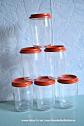 LOT DE 6 POTS POUR YAOURTIERE SEB, couvercles orange