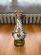 Pied de lampe motifs floraux c�ramique base laiton vintage collection decoration