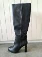Bottes hautes � talons noir dor� bi mati�re cuir suede River Island Taille 40 Ne
