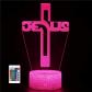 T�l�commande 3D J�sus Croix Dieu Dieu 16 couleurs Veilleuses Illusion Acrylique