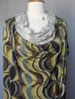 Chacok. Beau jersey de coton motif psychedelique marron vert sable. 1m30