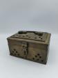 #AG  Petite bo�te ancienne ajour�e en laiton m�tal d�cor croix coffre miniature