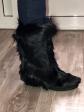 Botas Vintage Isba De Piel De Oveja Forradas De Piel, Negras, Talla 37 Nueva