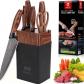 Set Couteaux Cuisine Professionnel 7 Pi�ces Acier Inox Bloc Aiguiseur Int�gr�