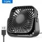 Ventilateur USB TOPK 4 Pouces Noir Silencieux 3 Vitesses Bureau Camping 360�