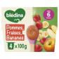 lot 3 Compote b�b� d�s 6 mois Pomme Fraise Banane BLEDINA (12 pots de 100 gr)