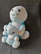 doudou toile parachute style Puffalump Tortue bleue avec b�b�  Cabajou Etat neuf